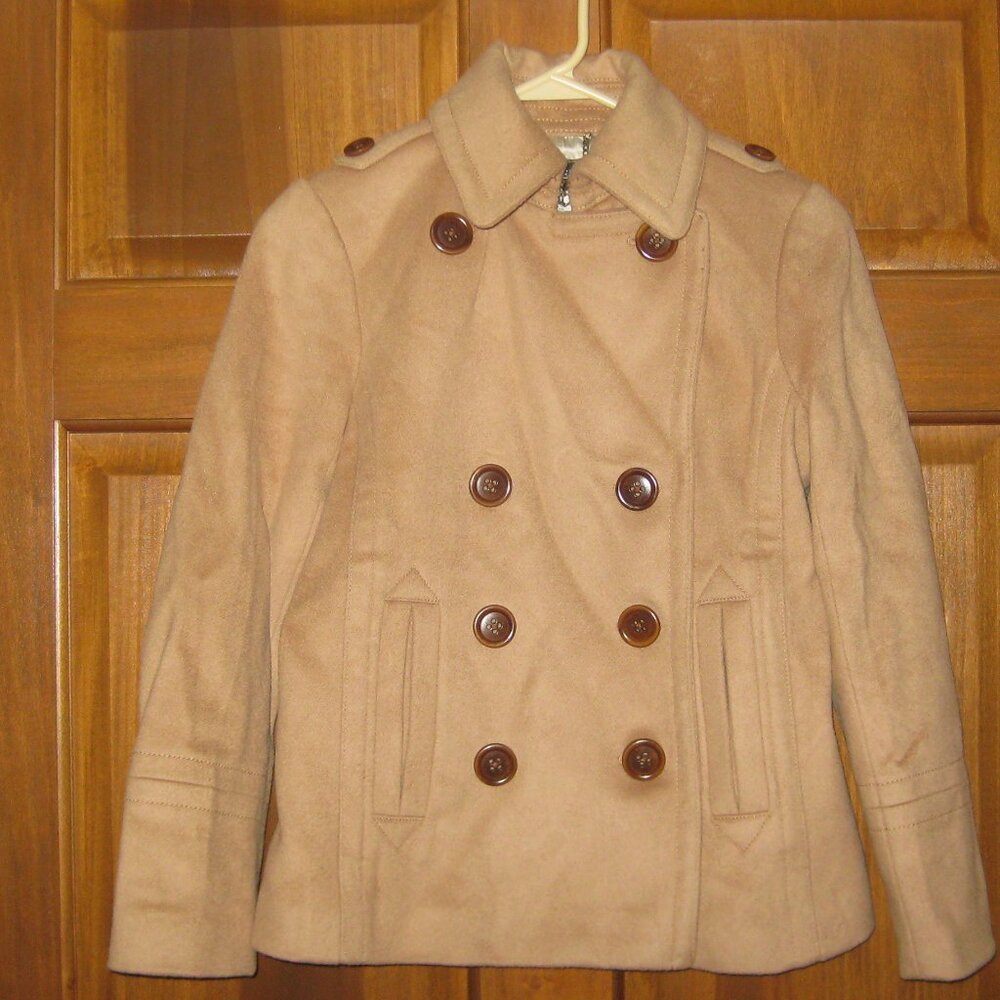 J Crew PXS 100% wool camel pea coat